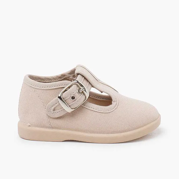 Pisamonas T-Bar Shoes>Canvas Buckle Up T-Bar Shoes