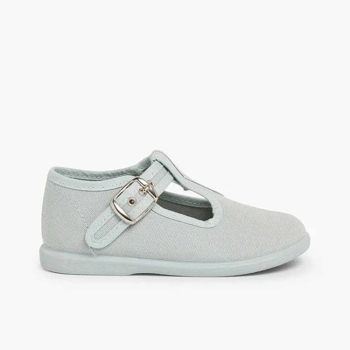 Pisamonas T-Bar Shoes>Canvas Buckle Up T-Bar Shoes