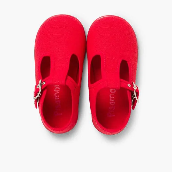 Pisamonas T-Bar Shoes>Canvas Buckle Up T-Bar Shoes