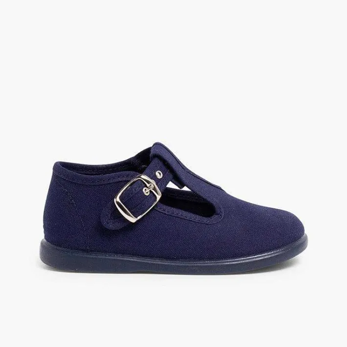 Pisamonas T-Bar Shoes>Canvas Buckle Up T-Bar Shoes