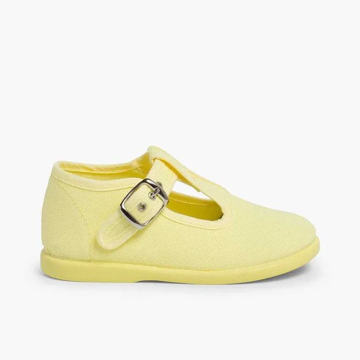 Pisamonas T-Bar Shoes>Canvas Buckle Up T-Bar Shoes