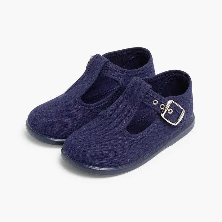 Pisamonas T-Bar Shoes>Canvas Buckle Up T-Bar Shoes