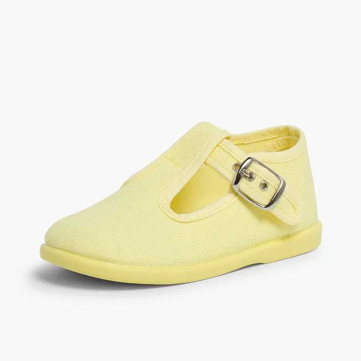 Pisamonas T-Bar Shoes>Canvas Buckle Up T-Bar Shoes