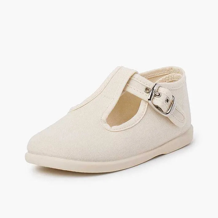 Pisamonas T-Bar Shoes>Canvas Buckle Up T-Bar Shoes