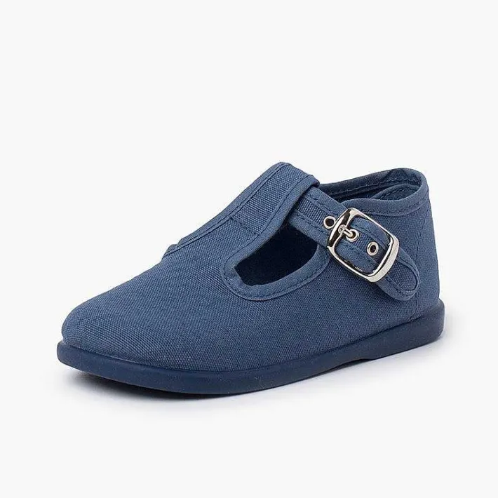 Pisamonas T-Bar Shoes>Canvas Buckle Up T-Bar Shoes