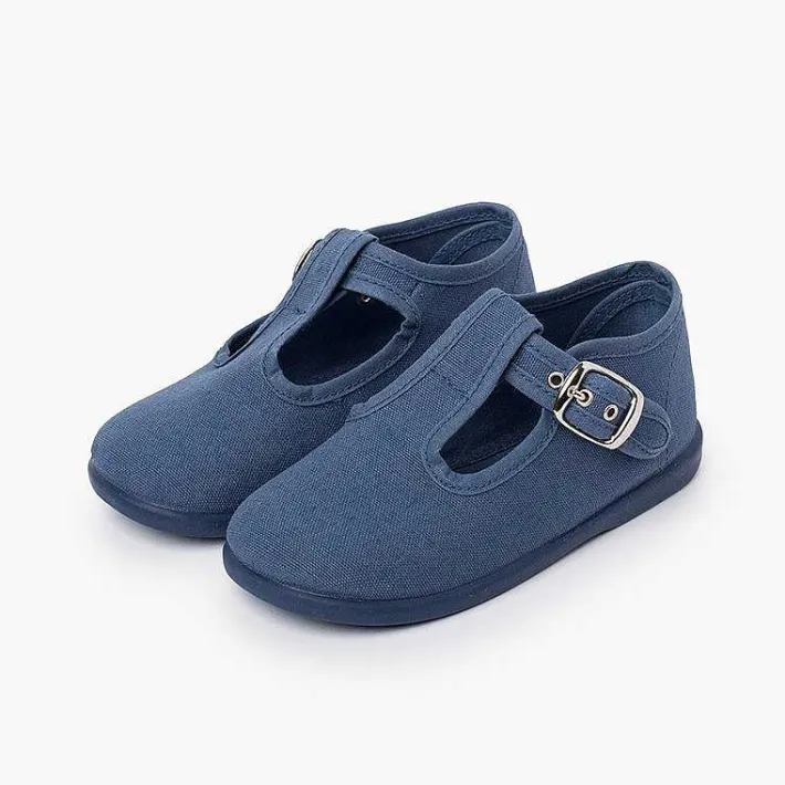 Pisamonas T-Bar Shoes>Canvas Buckle Up T-Bar Shoes