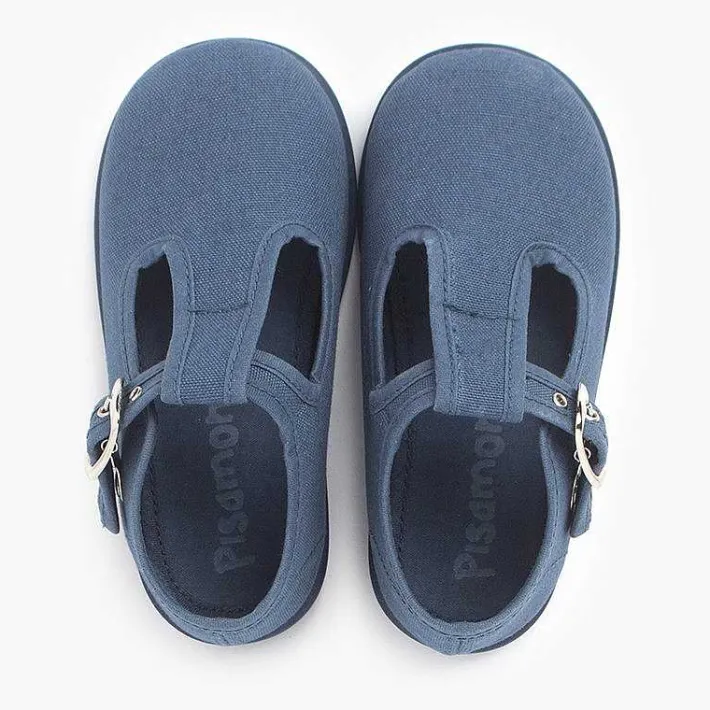 Pisamonas T-Bar Shoes>Canvas Buckle Up T-Bar Shoes