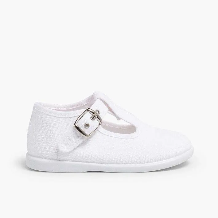 Pisamonas T-Bar Shoes>Canvas Buckle Up T-Bar Shoes