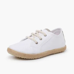 Pisamonas Trainers>Canvas Lace-Up Trainers Espadrille Style