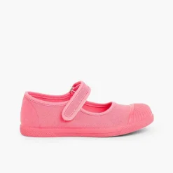 Pisamonas Mary Janes>Canvas Loop Fasteners Mary Janes Rubber Toes