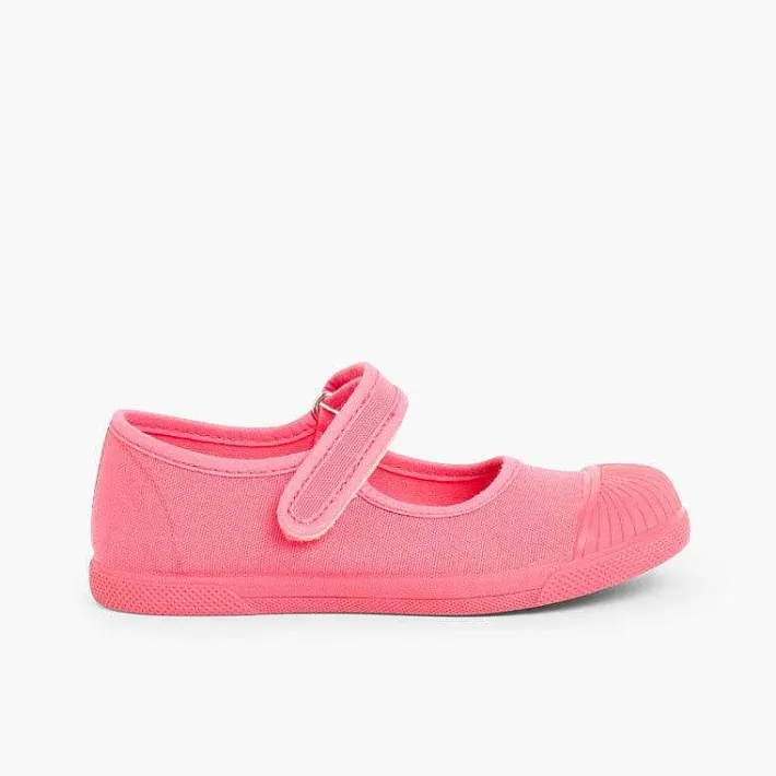 Pisamonas Mary Janes>Canvas Loop Fasteners Mary Janes Rubber Toes