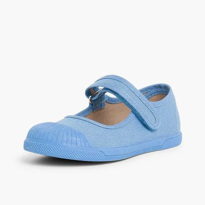 Pisamonas Mary Janes>Canvas Loop Fasteners Mary Janes Rubber Toes