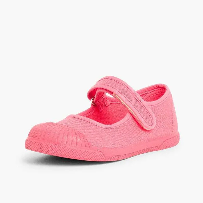Pisamonas Mary Janes>Canvas Loop Fasteners Mary Janes Rubber Toes