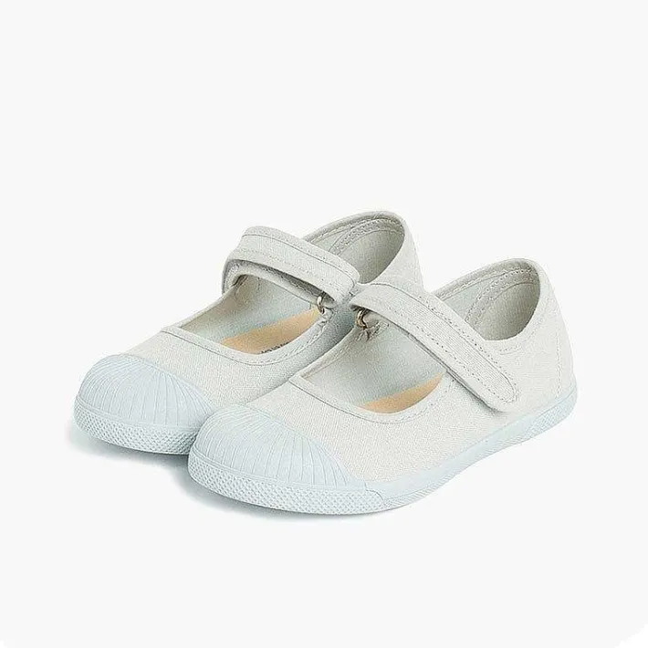 Pisamonas Mary Janes>Canvas Loop Fasteners Mary Janes Rubber Toes