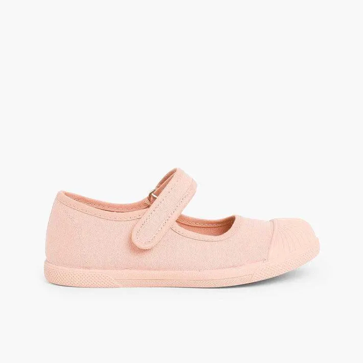 Pisamonas Mary Janes>Canvas Loop Fasteners Mary Janes Rubber Toes