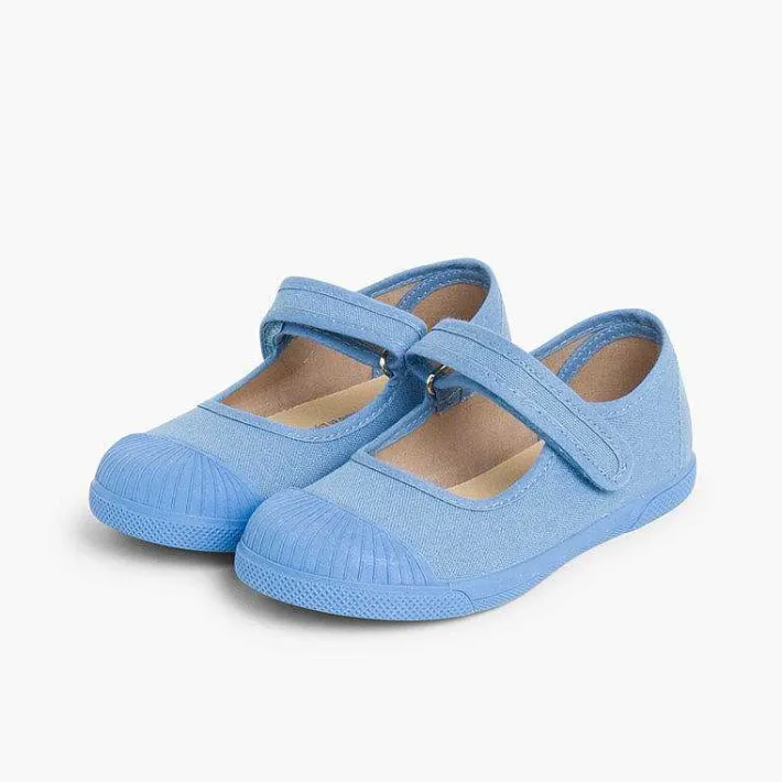 Pisamonas Mary Janes>Canvas Loop Fasteners Mary Janes Rubber Toes