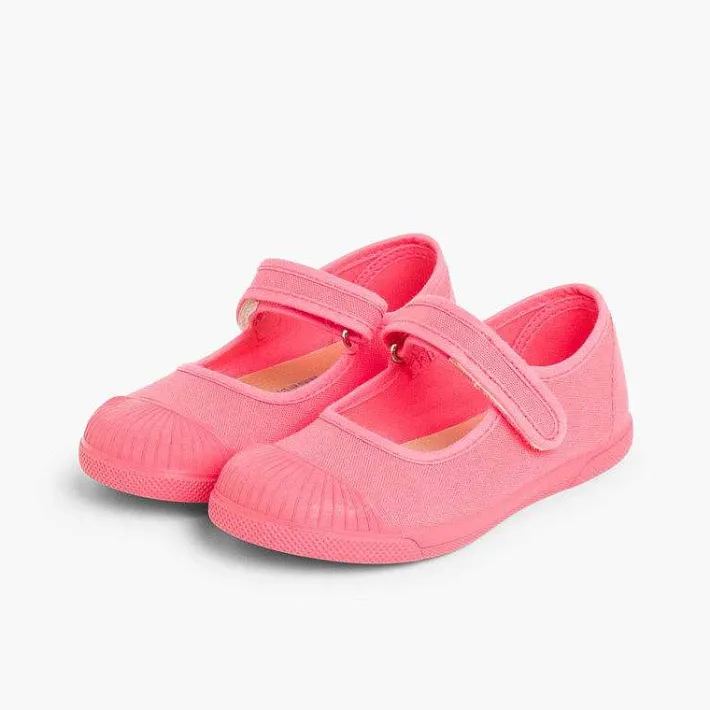 Pisamonas Mary Janes>Canvas Loop Fasteners Mary Janes Rubber Toes