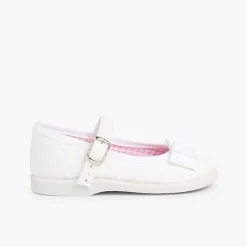 Pisamonas Mary Janes>Canvas Mary Janes Cobbler Bow