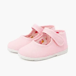 Pisamonas Mary Janes>Canvas Mary Janes Thin Sole Riptape