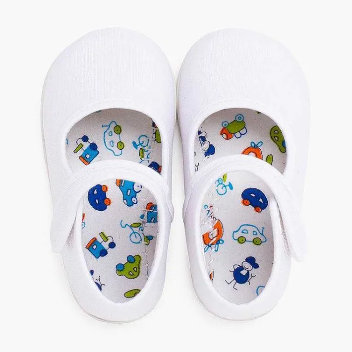Pisamonas Mary Janes>Canvas Mary Janes Thin Sole Riptape
