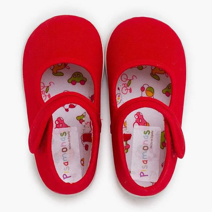 Pisamonas Mary Janes>Canvas Mary Janes Thin Sole Riptape