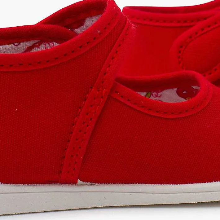 Pisamonas Mary Janes>Canvas Mary Janes Thin Sole Riptape