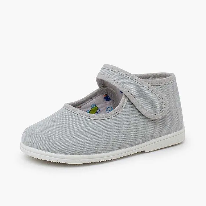 Pisamonas Mary Janes>Canvas Mary Janes Thin Sole Riptape