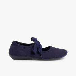 Pisamonas Mary Janes>Canvas Mary Janes With Bow