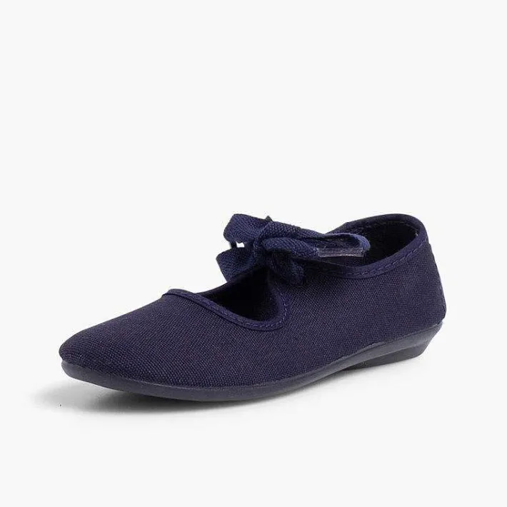 Pisamonas Mary Janes>Canvas Mary Janes With Bow