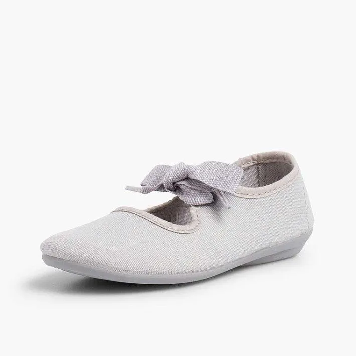 Pisamonas Mary Janes>Canvas Mary Janes With Bow