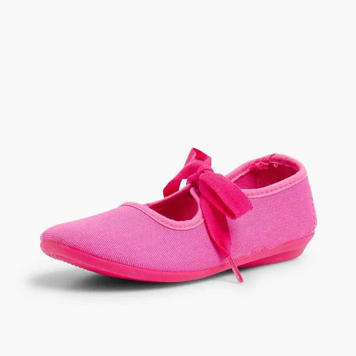 Pisamonas Mary Janes>Canvas Mary Janes With Bow