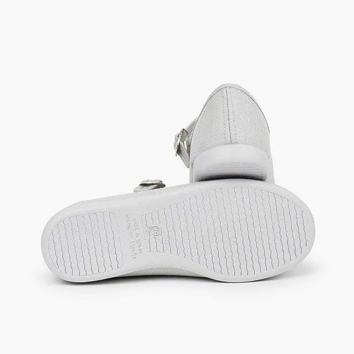 Pisamonas Mary Janes>Canvas Mary Janes With Japanese Buckle Fastening