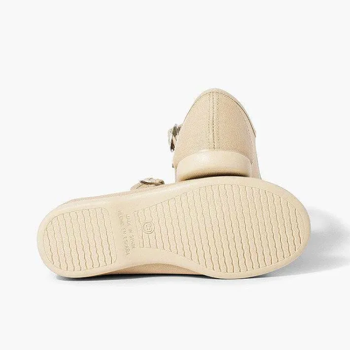 Pisamonas Mary Janes>Canvas Mary Janes With Japanese Buckle Fastening