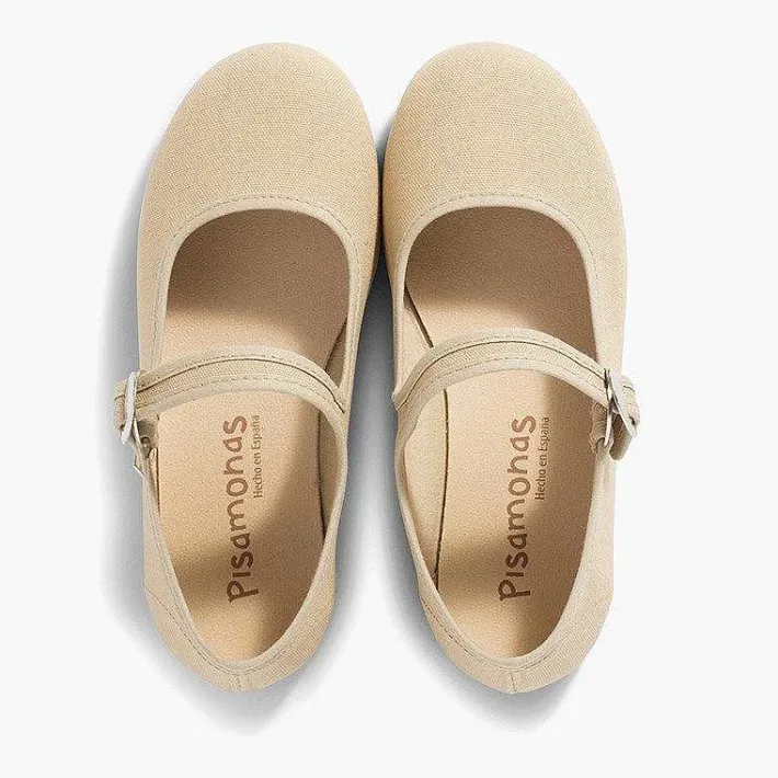 Pisamonas Mary Janes>Canvas Mary Janes With Japanese Buckle Fastening