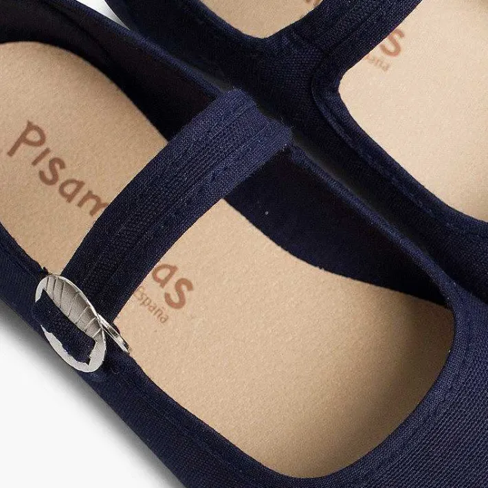 Pisamonas Mary Janes>Canvas Mary Janes With Japanese Buckle Fastening