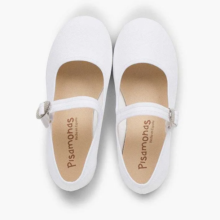 Pisamonas Mary Janes>Canvas Mary Janes With Japanese Buckle Fastening
