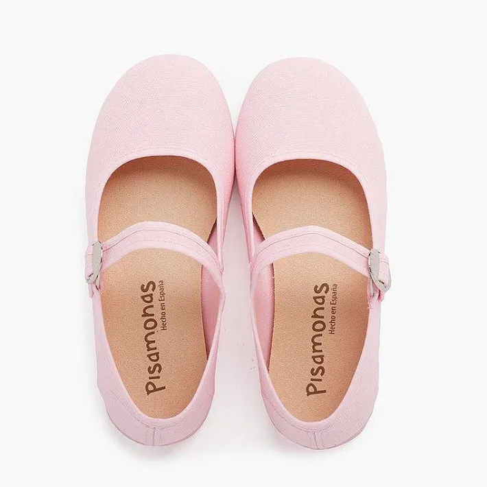 Pisamonas Mary Janes>Canvas Mary Janes With Japanese Buckle Fastening