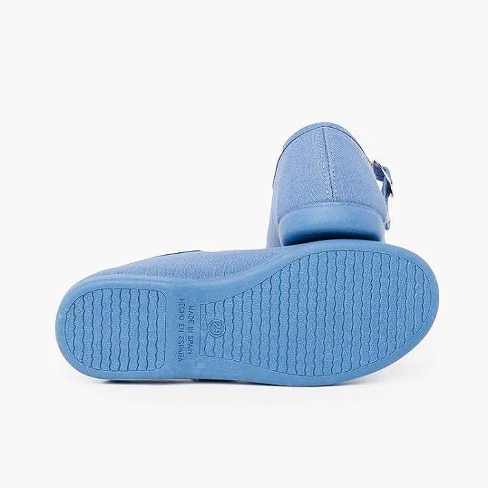 Pisamonas Mary Janes>Canvas Mary Janes With Japanese Buckle Fastening