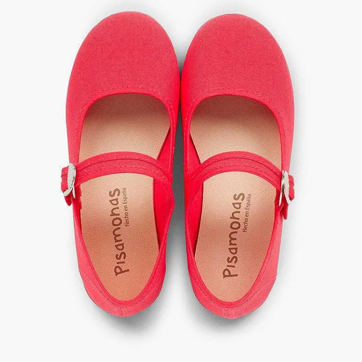 Pisamonas Mary Janes>Canvas Mary Janes With Japanese Buckle Fastening