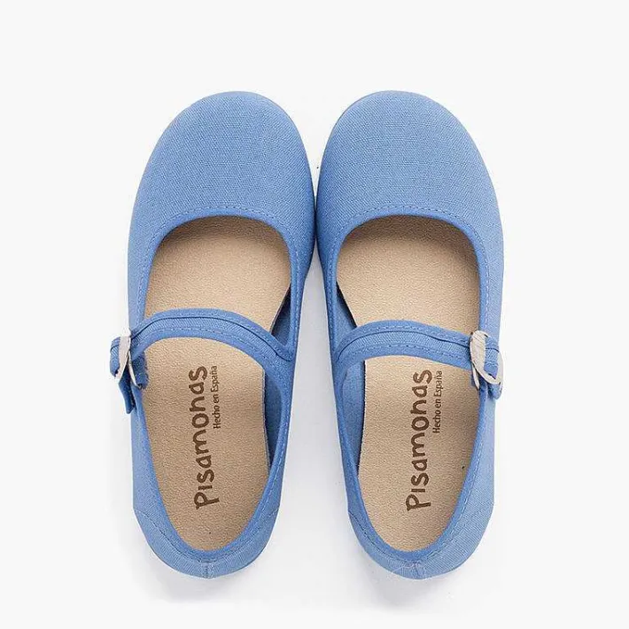 Pisamonas Mary Janes>Canvas Mary Janes With Japanese Buckle Fastening