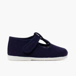 Pisamonas T-Bar Shoes>Canvas T-Bar Shoes Thin Sole Riptape