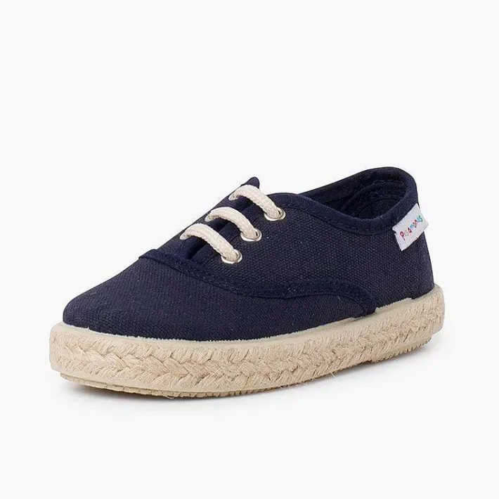 Pisamonas Espadrilles>Canvas Trainers With Espadrilles Laces And Sole
