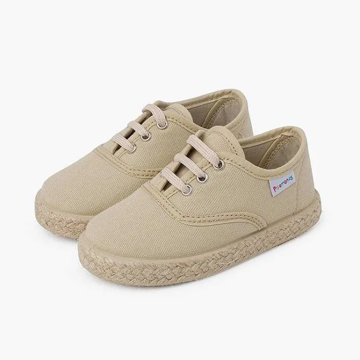 Pisamonas Espadrilles>Canvas Trainers With Espadrilles Laces And Sole