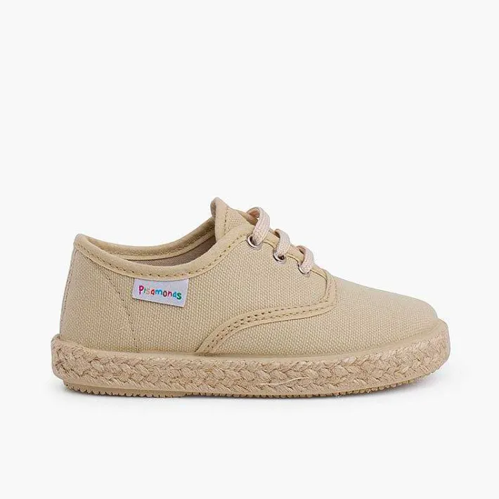 Pisamonas Espadrilles>Canvas Trainers With Espadrilles Laces And Sole