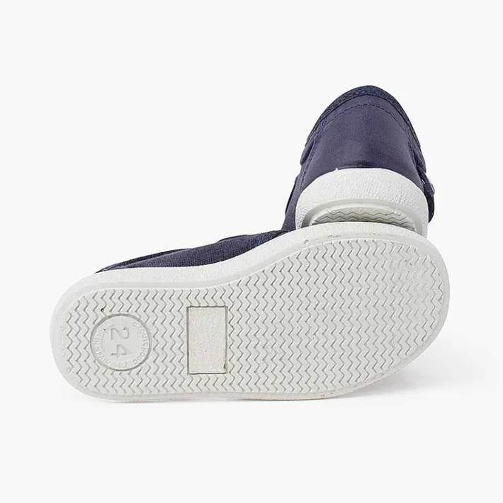 Pisamonas Trainers>Canvas Trainers With Hook-And-Loop Fastener Leather Detail Colour Blue Denim