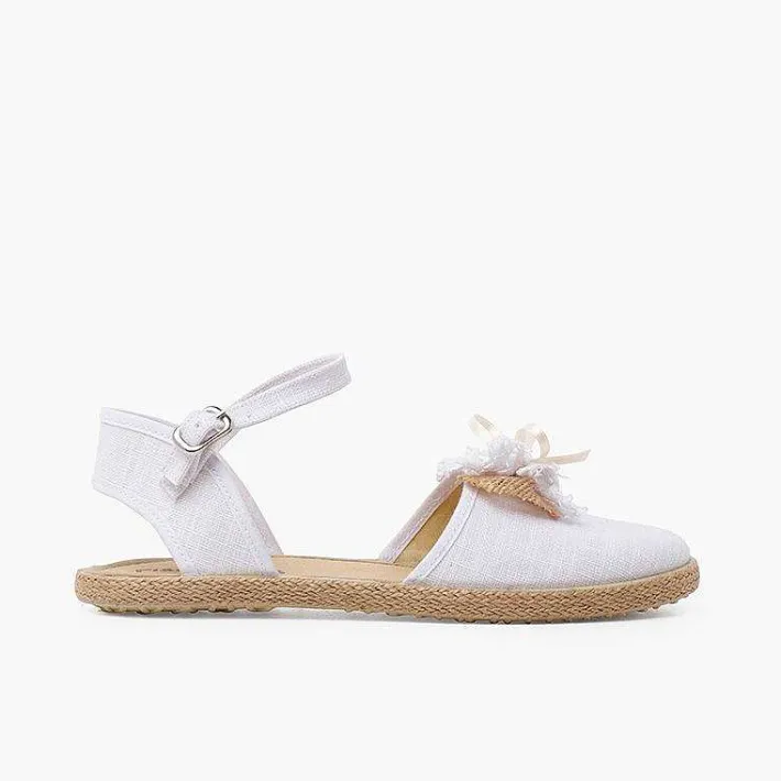 Pisamonas Espadrilles>Ceremony Linen Espadrilles With Rustic Bow