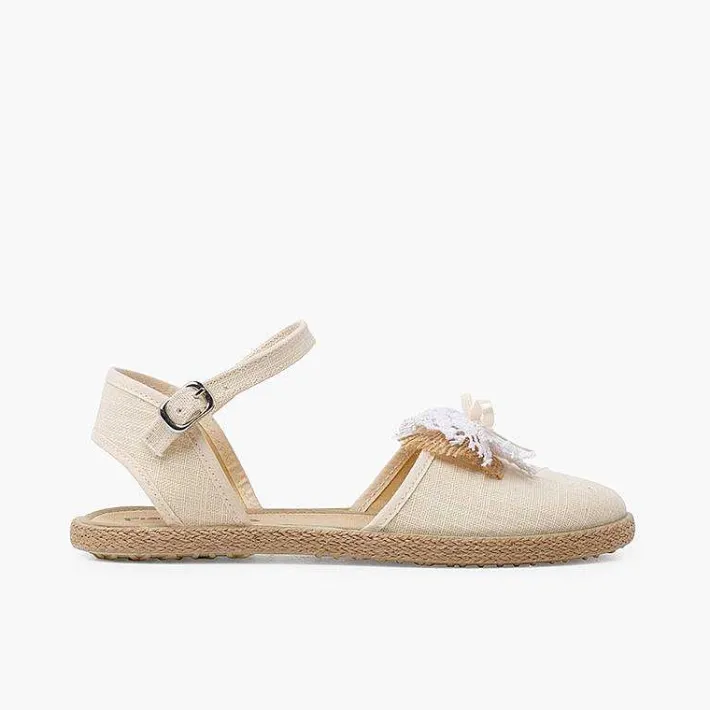 Pisamonas Espadrilles>Ceremony Linen Espadrilles With Rustic Bow