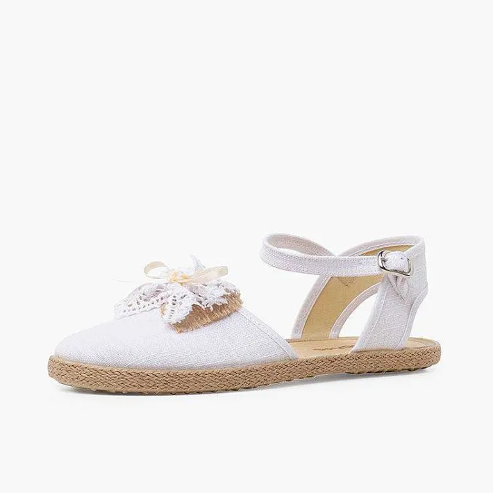 Pisamonas Espadrilles>Ceremony Linen Espadrilles With Rustic Bow