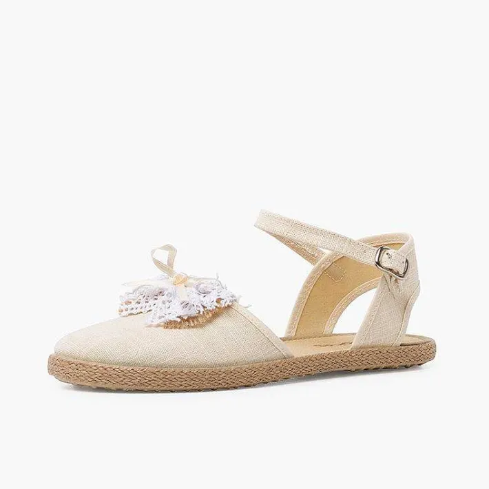 Pisamonas Espadrilles>Ceremony Linen Espadrilles With Rustic Bow