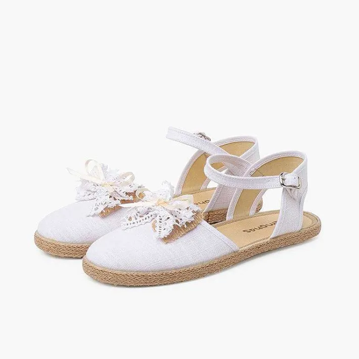 Pisamonas Espadrilles>Ceremony Linen Espadrilles With Rustic Bow
